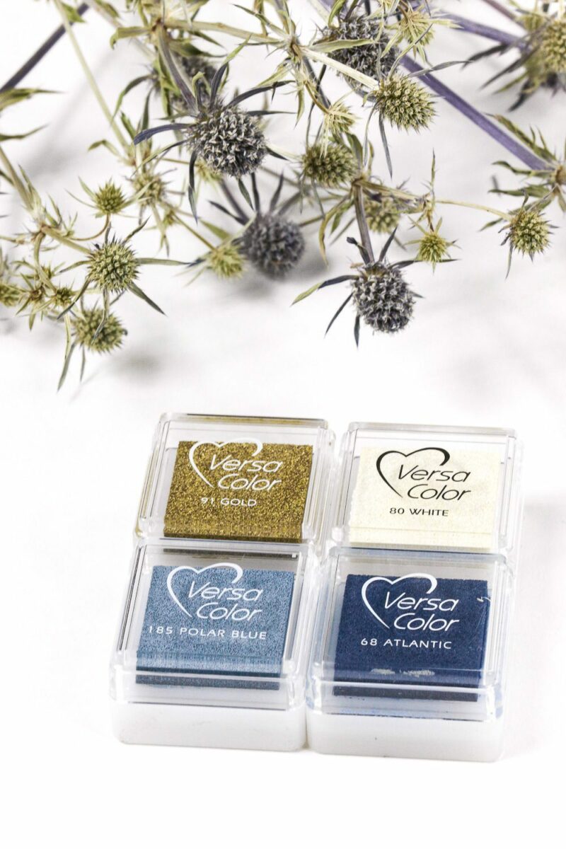 Stempelkissen Set Winter: gold, weiss und blau | 4 Versacolor Mini Stemppelkissen